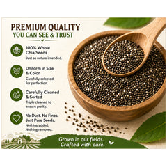 Earth Crafted Whole Chia Seeds | From Our Farms to Your Home | 100% Natural & Unprocessed | Triple Sorted | No Dust & Stone | Rich in Fiber, Protein & Omega 3 | Non-GMO Superfood
