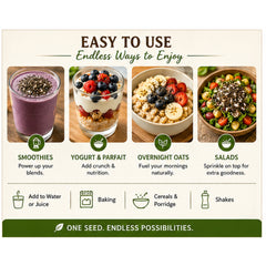 Earth Crafted Whole Chia Seeds | From Our Farms to Your Home | 100% Natural & Unprocessed | Triple Sorted | No Dust & Stone | Rich in Fiber, Protein & Omega 3 | Non-GMO Superfood