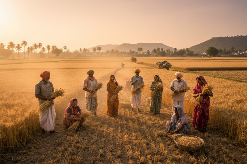  Farmers harvesting